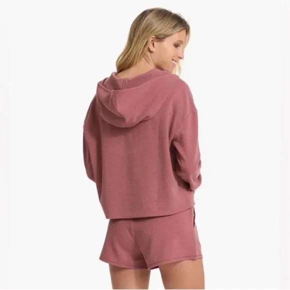 Vuori Bayview Hoodie Pullover Top Women's Sz Xs Rosewood Thermal Knit - Picture 2 of 14